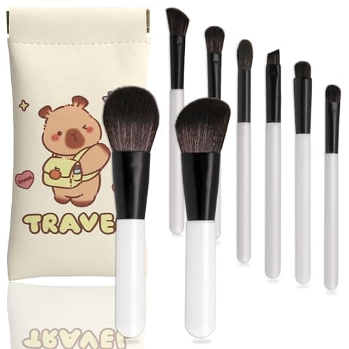 Jomay Travel Makeup Brush Set 8PCS for Beginners – Powder, Contour, Eyeshadow, Blending & Eyebrow Brushes – Essential Vegan Brochas de Maquillaje with Pouch - Image 1
