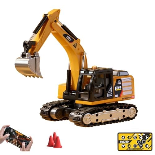 PLIXYRCPL RC Excavator, 1/64 Scale Metal RC Truck, 2.4GHz Construction Vehicle with Sounds & Light, Dual Speed, APP Control, Hobby Toy for Adults and Kids - Image 1