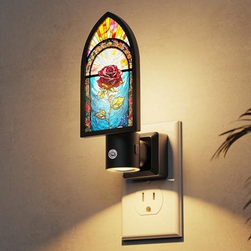 L LOHAS LED Night Lights Plug into Wall, Night Light with Light Sensor, 3000K Soft White, 0-100LM Brightness Adjustable, Acrylic Rose Nightlight for Bathroom Bedroom Hallway - Image 1