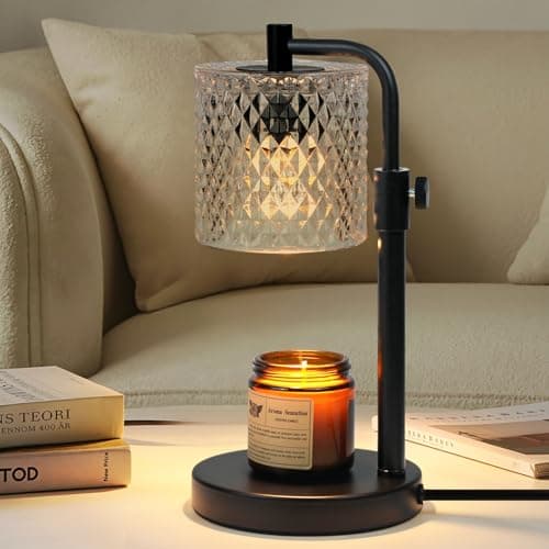 NITOWOLF Candle Warmer Lamp with Timer, Adjustable Height Candle Warmer Glass Candle Lamp Warmer for Jar Candles, House Warming Gifts Home Decor Gifts for Women (Black-Glass) - Image 1