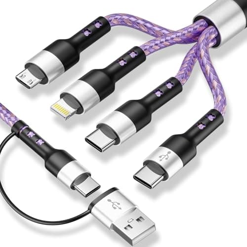 Jogrytece Dual Type-C 4-in2 Multi Charging Cable 5FT, Travel Essential for Airplane & Cruise Trips, USB A/C to Dual USB C/Lightning/Micro USB, Compatible for iPhone 17-8, Android, iPad, Galaxy, Tablet - Image 1