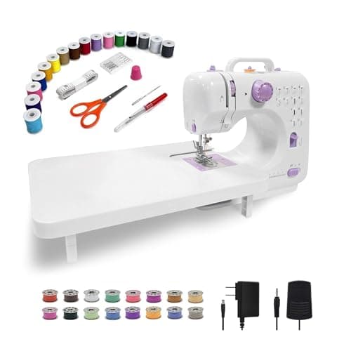 This lightweight Sewing machine is designed for convenience and versatility. Sewing Machine for Beginners,Portable 12 Built-in Stitches,(High-Low Speeds),505UJH.DC Power Supply Method. - Image 1