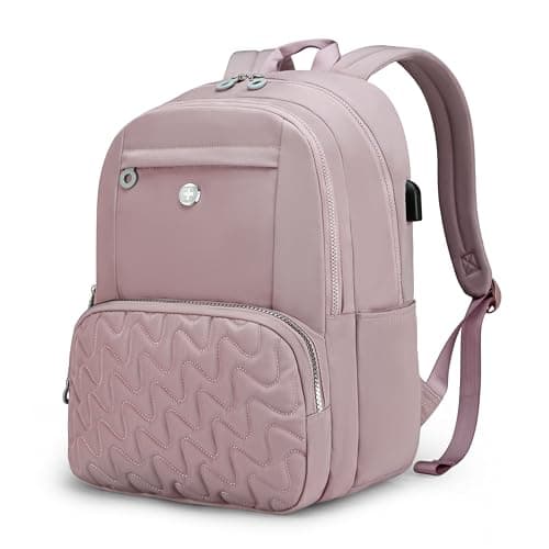 Swissdigital Design Backpack for Women, 15.6 inch Laptop College Pink Medium Simple Modern Backpacks for School with USB Charging Port for Womens Girls | SD1711-82 - Image 1