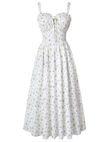 Scarlet Darkness Floral Dress for Women 2026 Flowy Spring Cami Dresses Cottagecore Fairy Dress Corset Dress Green M - Image 1