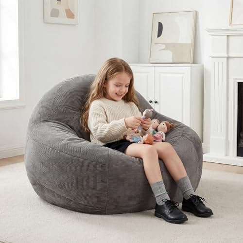 Zubeno 3FT Bean Bag Chair for Teens – Oversized Comfy Beanbag with High-Density Foam Bead Filling, Soft & Supportive Seating for Bedroom, Living Room, Dorm (Gray, 33.5" D x 33" W x 24" H) - Image 1