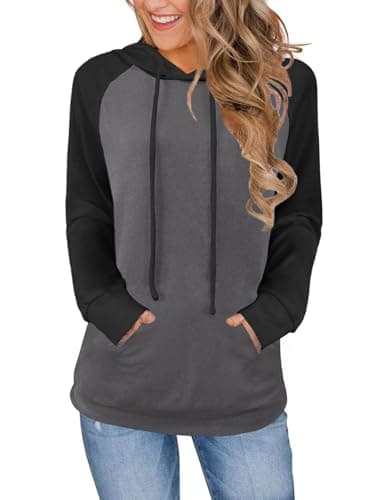 Bosmeer Long Sleeve Tops for Women Crew Neck Sweatshirts Color Block Sudaderas Para Mujer Fall Outfits 2025 X-Large Grey-black - Image 1