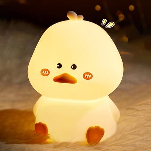 L LOHAS LED Cute Duck Night Light, Kawaii Duck Lamp, Desk Decor, Cute Stuff, Squishy Duck Light, 16 Colors Table Lamp with Remote Control, USB Rechargeable, Ideal Funny Gifts - Image 1