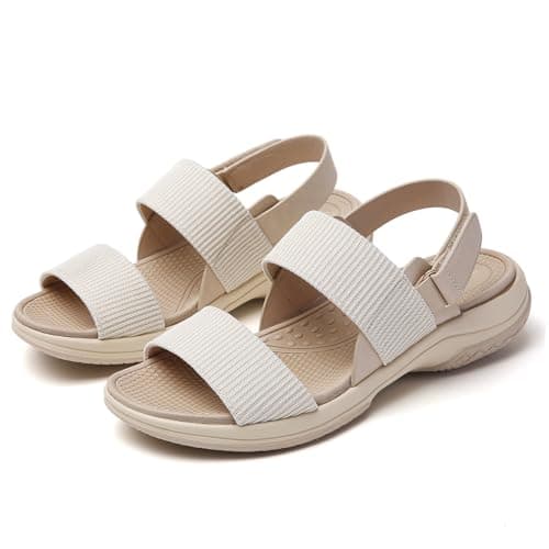 Tilocow Womens Walking Sandals with Elastic Ankle Strap Comfortable Knit Two Strap Casual Summer Sport Sandals for Women - Image 1