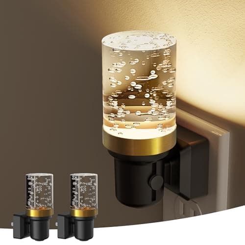 L LOHAS LED Night Light, Dimmable Bubble Night Lights Plug into Wall, 2 Pack Automatic Night Lights Plug in with Auto Light Sensor, Adjustable Brightness 3000K LED Night Light, for Bedroom Hallway Hom - Image 1