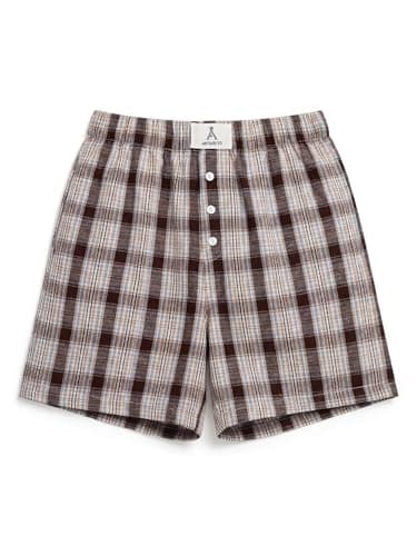 ANRABESS Shorts for Women 2026 Summer Casual Lounge Pajama Sleep Gingham Boxer Shorts Soft Comfy Beach Pj Bottoms Pockets Multi Apricot Plaid Medium - Image 1