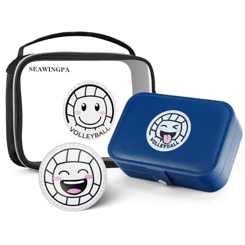 SEAWINGPA Volleyball Gifts 3-Piece Set with Clear Makeup Bag Small Jewelry Box and Compact Mirror Cute Volleyball Stuff for Team Players Party Favors Sports Lovers & Travel - Image 1