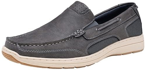 Vostey Men's Loafers & Slip-ons Casual Lightweight Boat Shoes Men(BMY3036A Grey 08) - Image 1