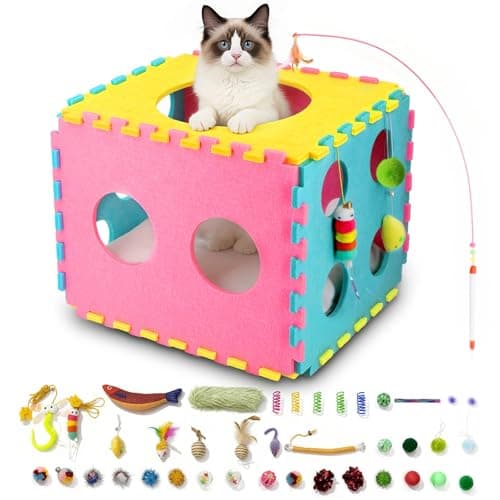 MOYMO 41 Pcs Interactive Cat Toys for Indoor Cats, Kitten Toys with Soft Pillow, Catnip Toys, Chew Rope, Feather Wand, Springs and Balls for Indoor Kittens - Image 1
