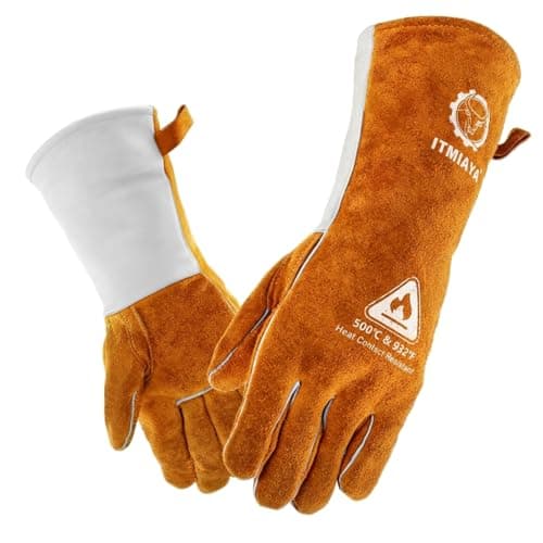 ITMIAYA® Welding Gloves 16 Inch 500℃/932℉ Standard Size Heat Resistant Leather Work Gloves Stitch Guard Fireproof for MMA/MIG/TIG/Stick/Forge/BBQ/Garden Work/Woodworking/Fireplace - Image 1