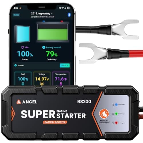 ANCEL BS200 Super Starter - Permanent Connected Auto Starting System with Super Capacitor, Ultra-Safe Car Battery Jump Starter & Battery Monitor, -40℉~176℉ Remote Jump Booster for 3.0L Vehicles - Image 1