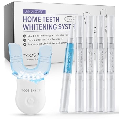 Teeth Whitening Kit for Sensitive Teeth,with 4 Carbamide Peroxide Pen & 1 Remineralization Pen,LED Accelerator Light Non,Tooth Whitener Professional Oral Care Gently Yet Effectively Removes Stains - Image 1
