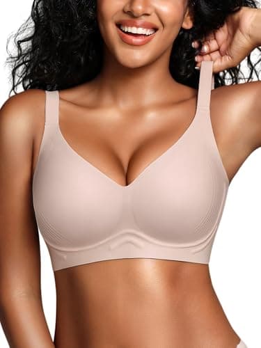 Cuteio Jelly Bras for Women with Support - S-3XL Wireless Seamless No Underwire Bra Full Coverage Comfortable T-Shirt Bralette, Pink, S - Image 1