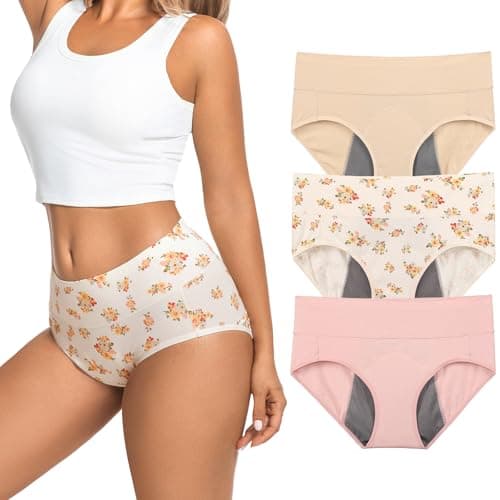 Loswie Incontinence Underwear for Women, Quick Dry Postpartum Leakproof Cotton Underwear Stretch Hi-Waist Panties - Image 1