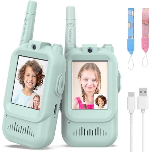 Walkie Talkies for Kids Pack of 2, Rechargeable Long Range Two Way Radios Toys for Boys Girls Age 3-5, Outdoor Adventure Camping Hiking, Birthday with Pink Blue Design - Image 1