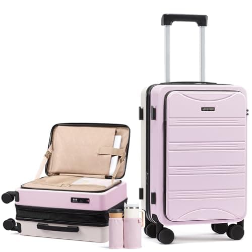 LOVEVOOK Carry On Luggage 22x14x9 Airline Approved,20 Inch Expandable Hard Shell Suitcase with Spinner Wheels,Small Rolling Carry-on Suitcases with TSA Lock,Cup Holder - Image 1