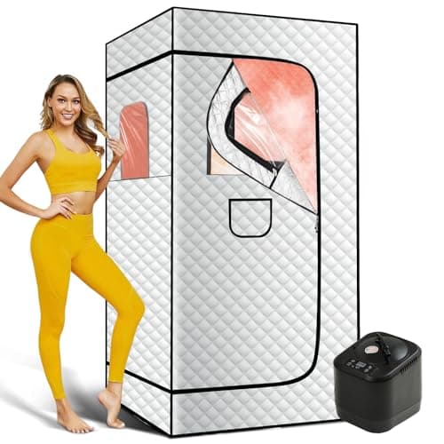 zaichare 2026 Home Steam Sauna with 4L 1500W Steamer, Full Body Sauna Box for Home, Personal Sauna Steam Sauna Tent at Home Spa, Home Saunas Room for Gym, Pilates, Garage (Silver 4L) - Image 1
