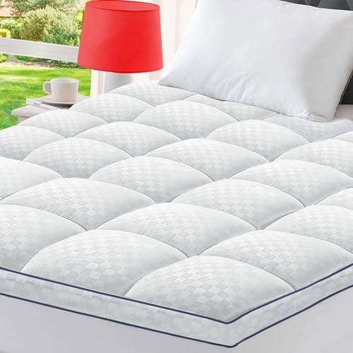 Full Mattress Topper Extra Thick Pillowtop Cooling Mattress Topper Plush Mattress Pad Cover Protector with 8-21 Inch Deep Pocket 3D Snow Down Alternative Fill White - Image 1