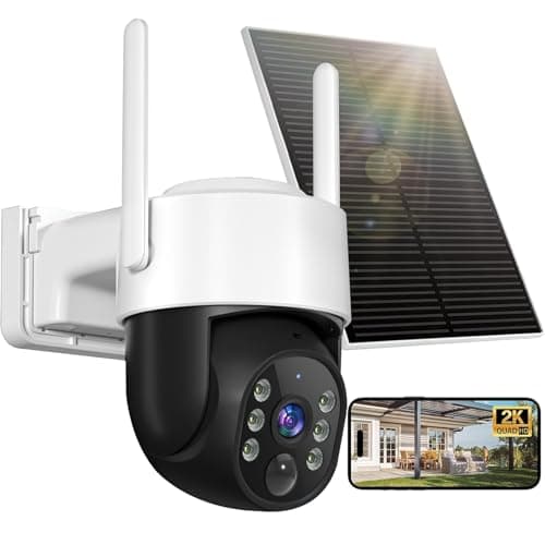 EYEEDGE Solar Security Camera Wireless Outdoor, 2K HD WiFi Solar Powered Surveillance Camera with PIR Motion Dection, Color Night Vision, 360° View, 2-Way Talk, Spotlight Siren Alarm, Waterproof IP65 - Image 1