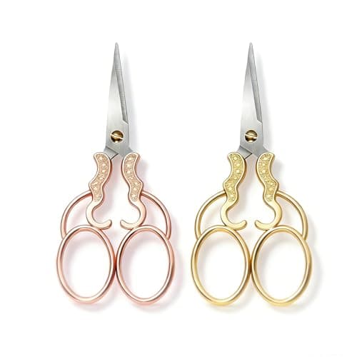Fabric Scissors - 5-Inch Retro Stainless Steel Precision Scissors, Corrosion & Rust Resistant, Sharp Cutting, Lightweight–Suitable for Embroidery Thread, Paper, Yarn, Fabric, Sewing(Set of 2) - Image 1