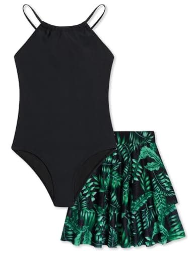 Seanrui Girls Swimsuit Size 5 6 One Piece Swimsuits Tankini Bathing Suit Kids Swimwear with Skirt - Image 1