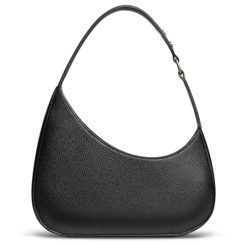 Shoulder Bag for Women, Small Black Purse PU Leather Handbag, Trendy Crescent Clutch with Zipper, Evening Going Out Bag (Black) - Image 1