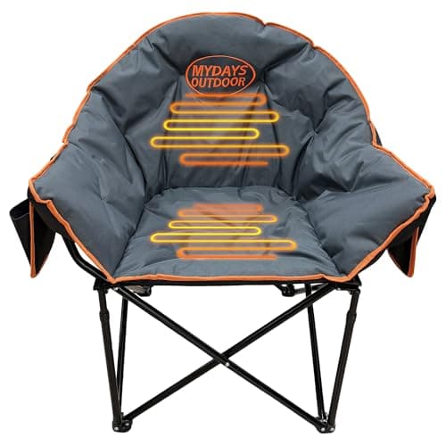 MYDAYS OUTDOOR Oversized Heated Camping Chair for Adults,(No Power Bank) Heavy Duty Camping Chairs,Heated Chairs Outdoor Sports,W/3 Control Levels for Back & Seat(Grey) - Image 1