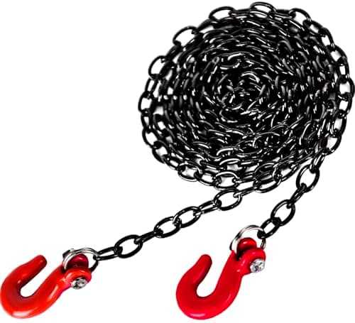 High-Simulation Metal Tow Hook + 100cm Chain Kit for 1/10 Scale RC Crawlers – Compatible with Traxxas TRX4, Axial SCX10 Series – Off-Road Recovery & Realistic Upgrade - Image 1