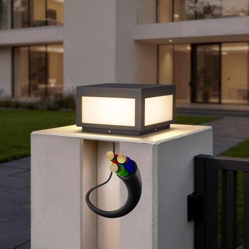 MVBT Outdoor Post Lights Hard Wired, 9.8" Pillar Lights Waterproof, AC100-240V LED Column Lamp, Electric Modern Fence Deck Cap Lantern 3000K Lighting for Patio Garden Driveways Entrances Posts - Image 1
