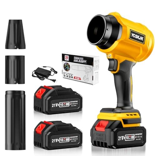 Cordless Leaf Blower, Leaf Blower Cordless with Battery and Charger, Portable Lightweight Handheld Blower, Extended Nozzle, Turbo Jet Blower for Lawn Care, Patio Cleaning, Leaves, Dust (Yellow) - Image 1