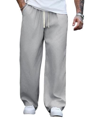 ZAFUL Mens Baggy Track Pants Parachute Color Block Side Stripes Slit Y2k Wide Leg Drawstring Pockets Casual Trousers (2-Grey, 2XL) - Image 1