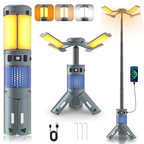 Camping Lights, Rechargeable Telescopic Camping Lights with Stand,12,000mAh Camping Lanterns & Lights with RGB, Magnetic Base, Portable Flashlights for Camping, Hiking, Emergency - Image 1