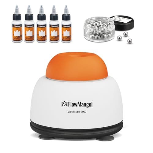 Flowmangol Vortex Mini 3000 Paint Shaker for Hobbies, Miniature Model Paint Mixer with Mixing Balls & Empty Dropper Bottles-30 ml also for Airbrush Acrylic Paint, Nail Gel Polish, Ink, Eyelash Glue - Image 1
