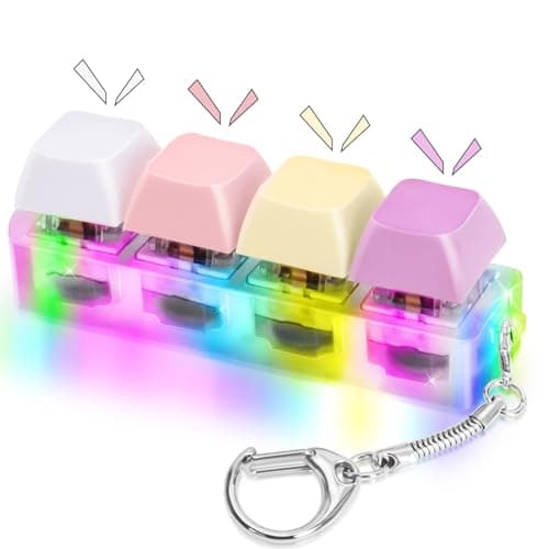 HOMQYTE Keyboard Fidget Toys Adults Fidget Keyboard Clicker with LED Light Keychain Sensory Toys for Anxiety Stress Relief (Macaron1, 4 in 1) - Image 1