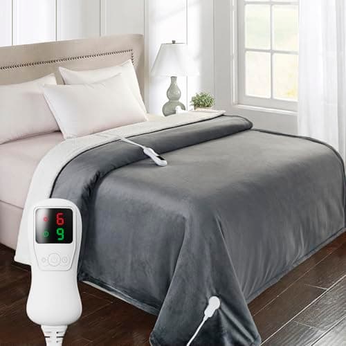 Heated Blanket Electric Blanket Full Size, Super Soft Cozy Upgraded Flannel Heating Blanket with 9 Heating Levels & 1-9 Hours Auto Off, Fast Heat & Overheat Protection, 72" x 84", Iron Gray - Image 1