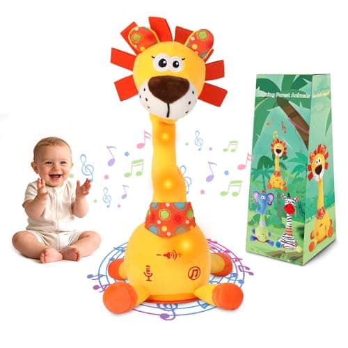LLUKEME Dancing Talking Lion Toy, Stuffed Animal Baby Toy Repeating What You Say, Glowing Musical Electronic Lion with Fluffy Mane Gifts for Toddlers 1-3 Years Old Easter Gift for Kids