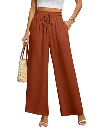 CZYINXIAN Women's High Waisted Adjustable Tie Knot Dress Pants for Women Trendy Pants for Women(Caramel, X-Large) - Image 1
