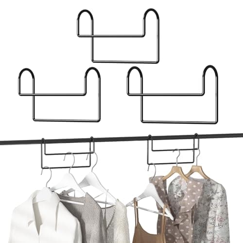 Space Saving Hangers for Clothes: 3 Pack 8 inch Magic Hanger Closet Organizer Metal Heavy Duty Hangers for Shirt Coat Pants Skirt Sorting Storage - Black - Image 1
