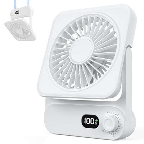 Ehoyal Magnetic Cruise Ship Approved Fan: 6.7" Small Portable Travel Fan for Sleeping with 100 Speeds, 3600mAh Rechargeable Battery Operated & Plug-in, Carnival Cruise Travel Essentials 2026, White - Image 1