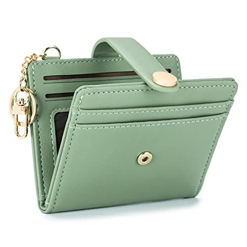 POIUGOYA Slim Wallet for Women,RFID Blocking Bifold Credit Card Holder with Zipper Coin Pocket,ID Window,Keychain - Image 1