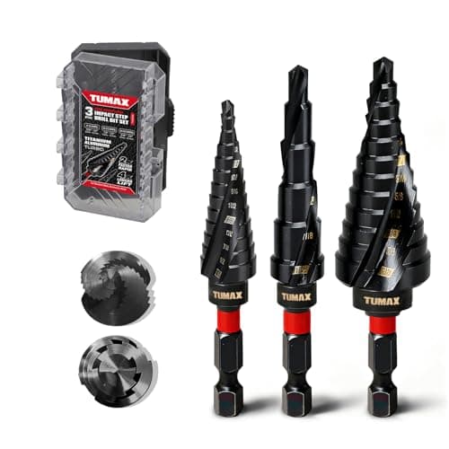 TUMAX 3 PCS M35 Cobalt Step Drill Bit Set with TiAlN Coating, 1/4" Hex Shank Impact Ready, 1/8" to 7/8" HSS-Co Multi-Hole Unibit with Dual-Spiral Flute for Stainless Steel, Metal, HVAC, Electrical - Image 1