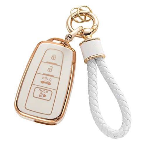 RUABIBAN for Toyota Key Fob Cover with Keychain, Soft TPU Key Case Protection Shell Fit for 2018-2022 Camry RAV4 Highlander Avalon C-HR Prius Corolla GT86 Smart Key - Image 1