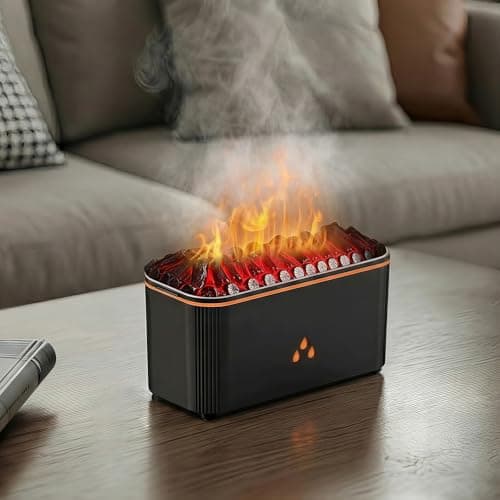 Essential Oil Diffuser, Flame Air Aromatherapy Diffuser, 7 Color Changing Light, Aromatherapy Humidifier with Auto Shut-Off for Home, Bedroom, Yoga, Spa(Black) - Image 1
