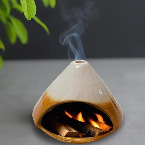 Ceramic Palo Santo Holder - Fuji Mountain Shape Incense Stick Burner, Heat-Resistant Ash Catcher for Yoga, Meditation & Aromatherapy, Zen Home Decor with Gift Box (Brown and White) - Image 1