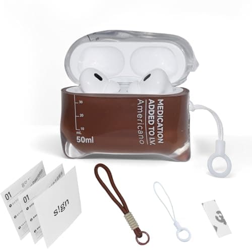 ZZTLHDS Music Drip Compatible AirPods Case, Compatible with AirPods Pro 1/2 and AirPods 4rd, Liquid Silicone Anti Fall Protective Cover with Lanyard (AirPods Pro 1/2-Brown) - Image 1