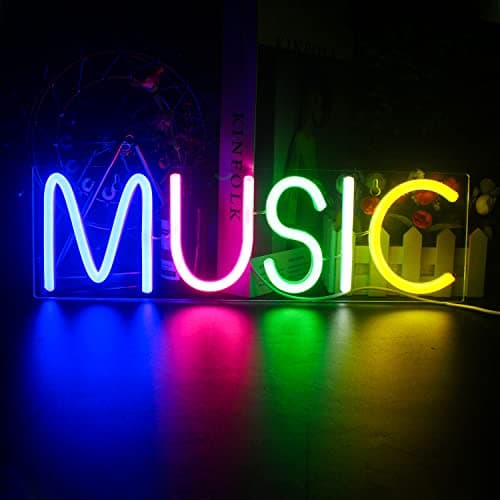 Lucunstar Music Neon Light Neon Sign for Wall Decor Colorful Letters Lights Sign Music Word LED for Bedroom Game Room Club Bar Party Decoration Game Room Decor in Christmas Party - Image 1